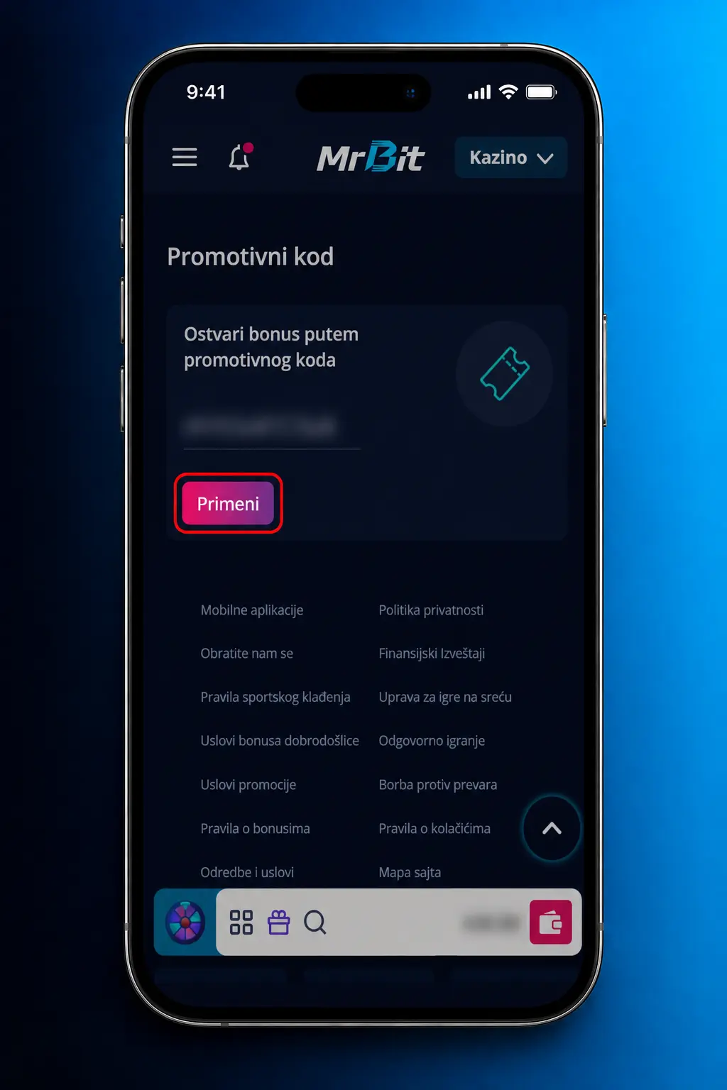 Koraci za aktivaciju MrBit bonusa u Srbiji: registracija, depozit, unos promo koda MRBIT100 i aktivacija bonusa.