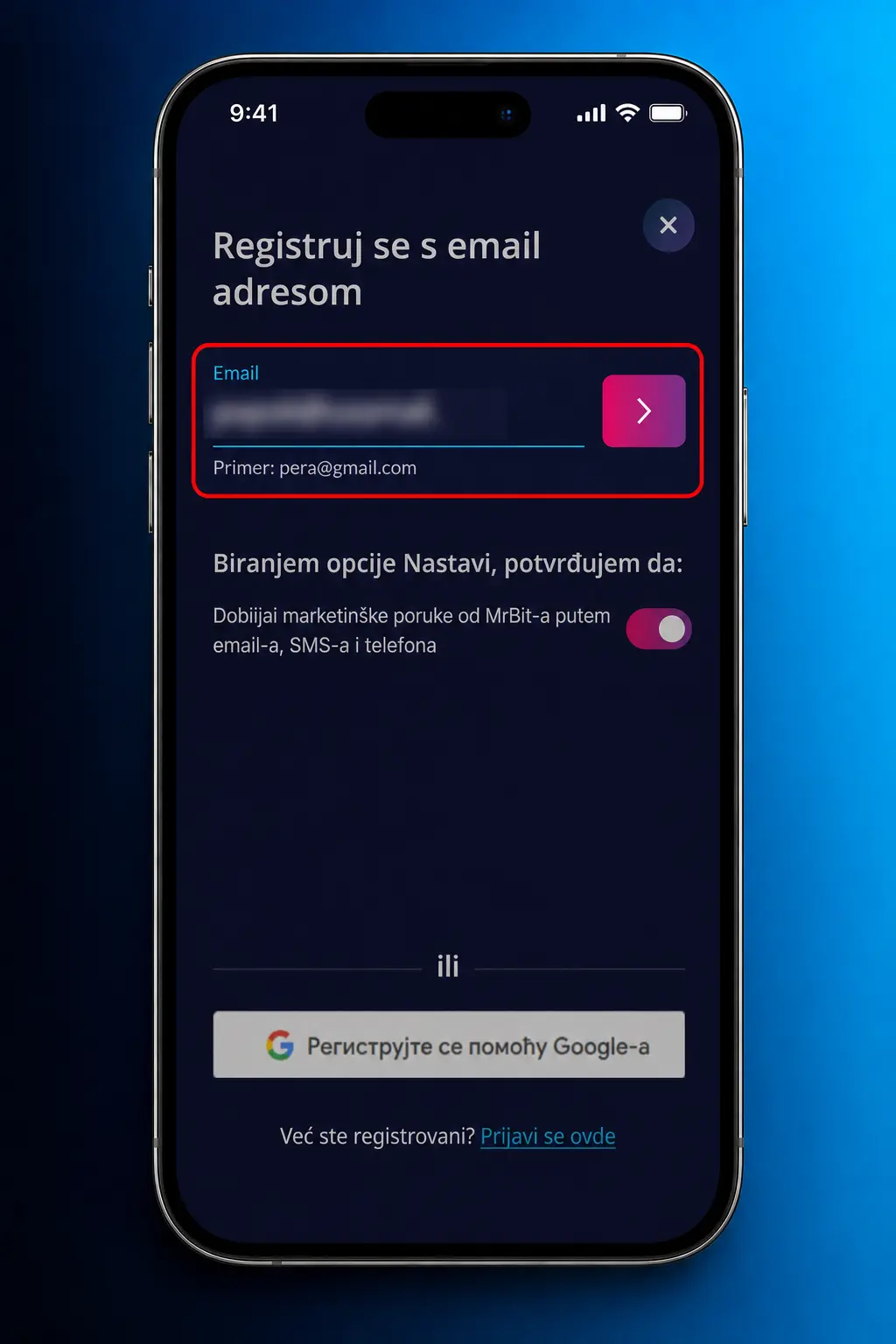 Koraci za aktivaciju MrBit bonusa u Srbiji: registracija, depozit, unos promo koda MRBIT100 i aktivacija bonusa.