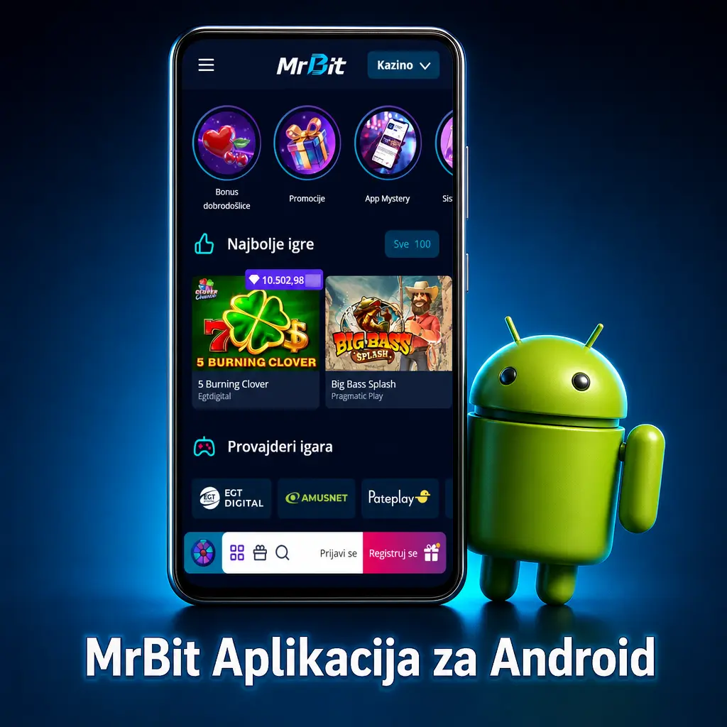 MrBit Android aplikacija - preuzimanje i instalacija APK fajla za klađenje i kockarske igre na mobilnom telefonu