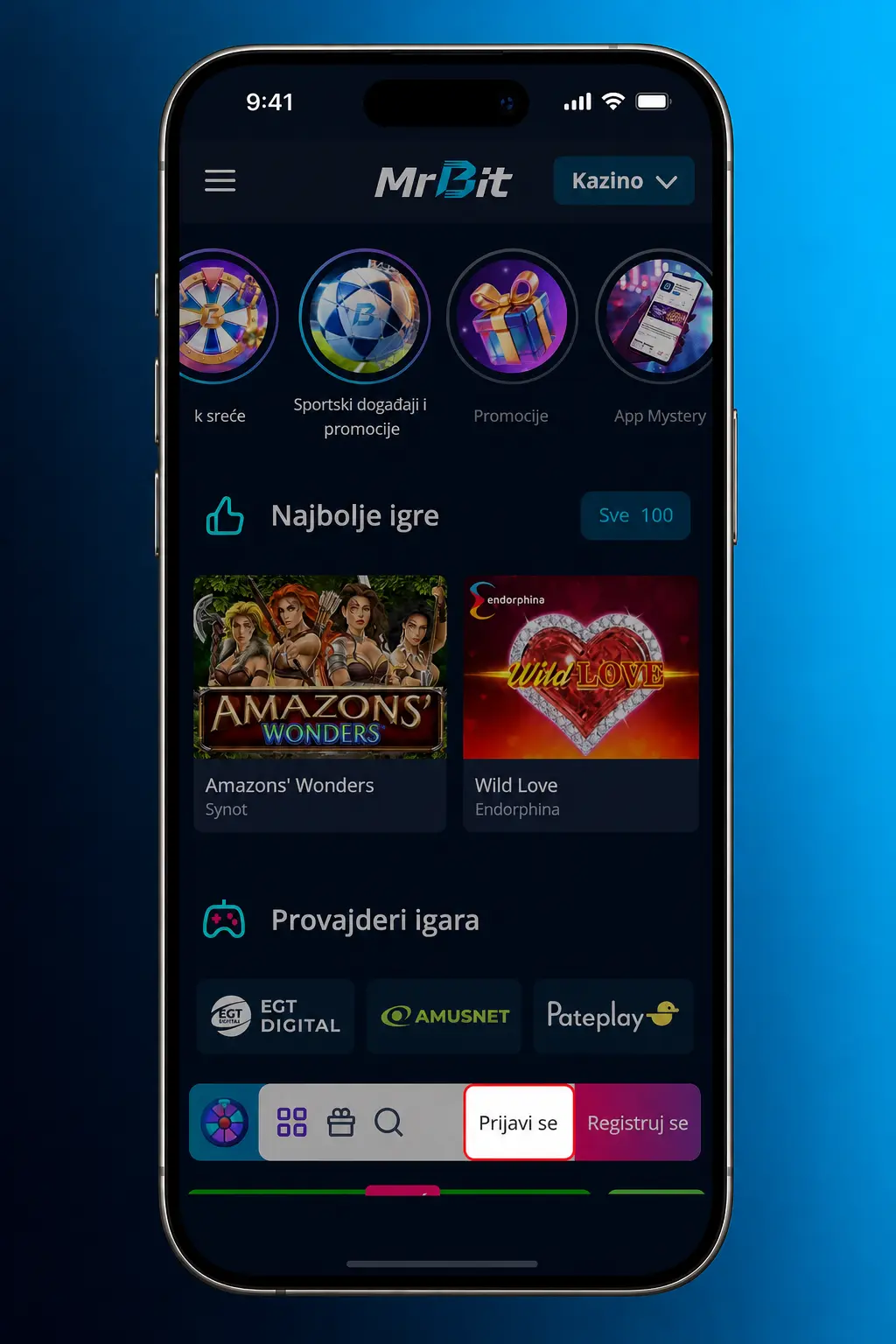 Prijava na MrBit aplikaciju putem otiska prsta, Face ID-ja ili korisničkog imena i lozinke