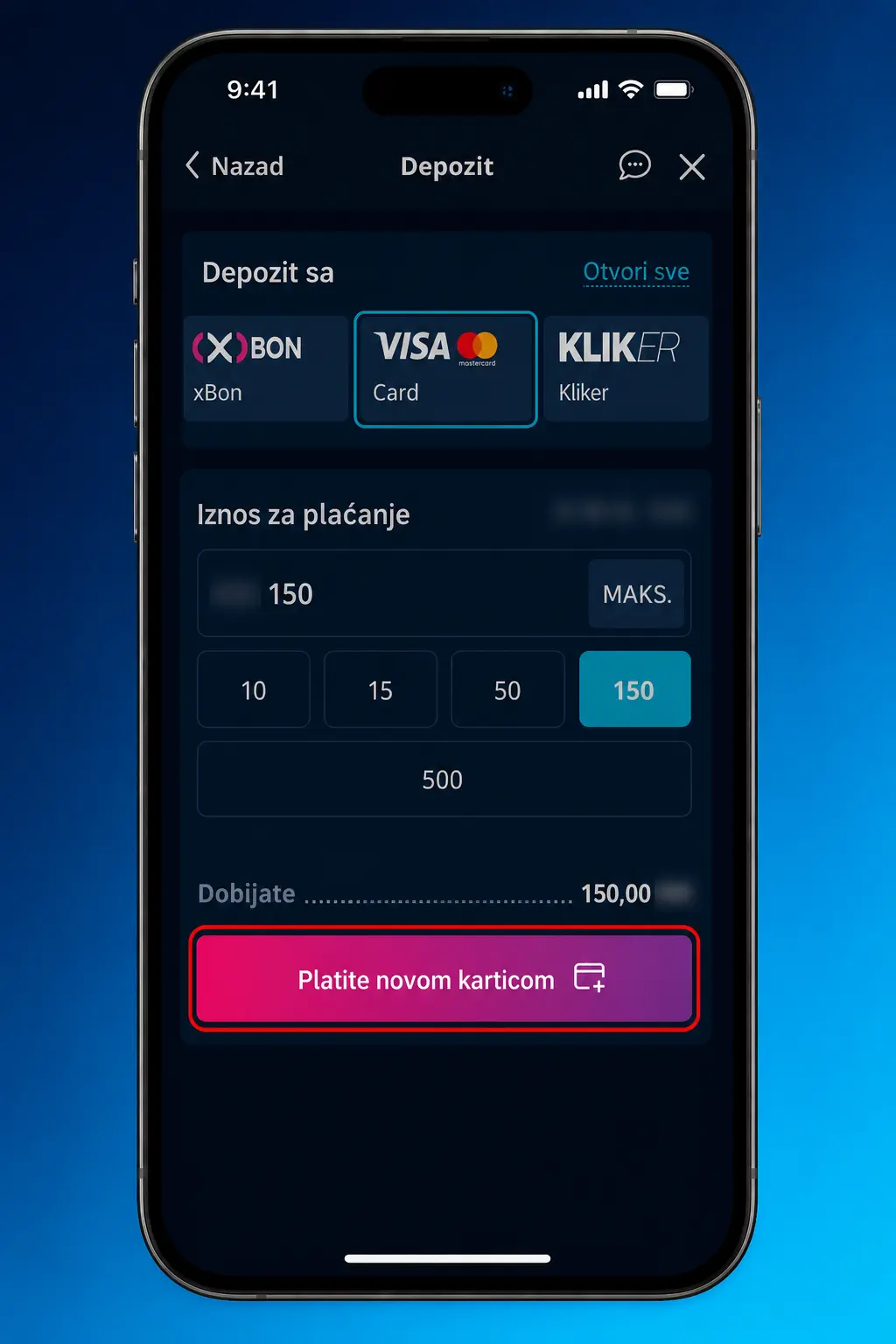 Uputstvo za uplatu novca u MrBit aplikaciji koracima za korisnike u Srbiji