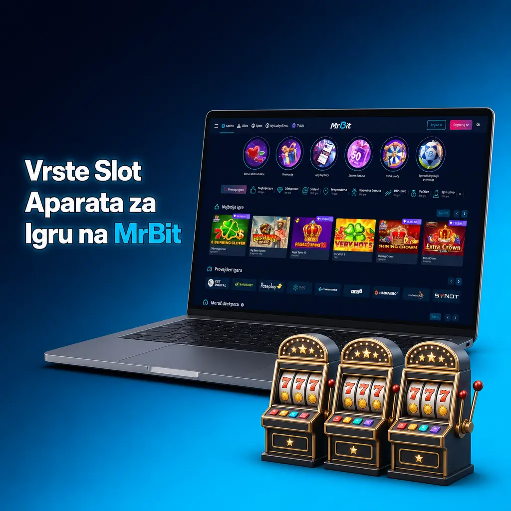 Pregled vrsta slot aparata na MrBit kazinu: video, klasični, Megaways, jackpot i Buy Bonus slotovi.
